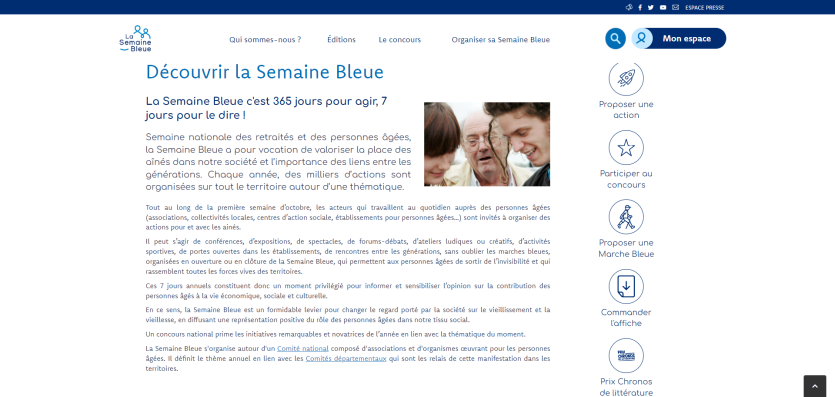 Création du site événementiel pour la semaine bleue