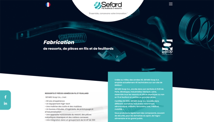 Refonte du site de présentation de la société SEFARD