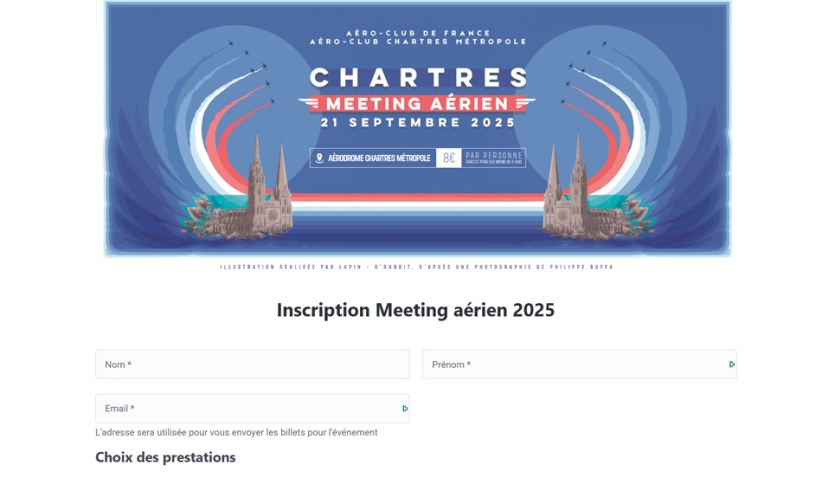 Billetterie Meeting Aérien de Chartres 2025