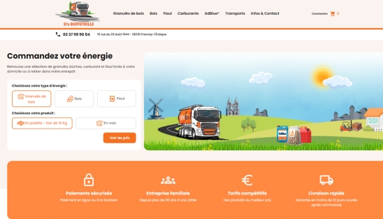 Site E-commerce de vente de combustibles et de carburants en Eure-et-Loir