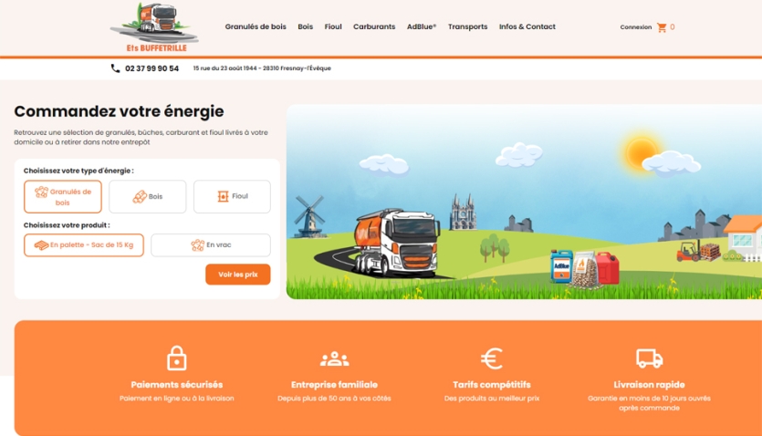 Site E-commerce de vente de combustibles et de carburants en Eure-et-Loir