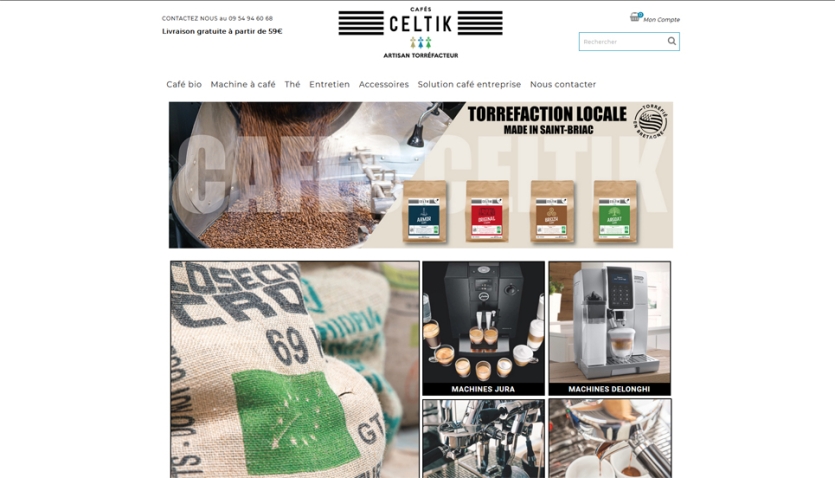Site E-commerce de vente en ligne de cafés et machines à café