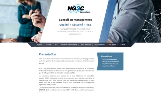 Création du site internet de la société de conseil en management - NG3C
