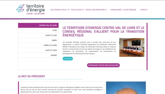 Création site internet Territoire Energie Centre Val-de-Loire
