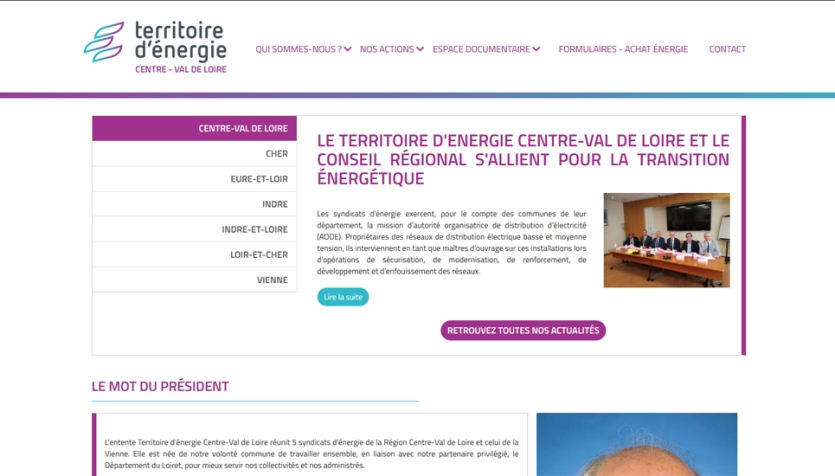 Création site internet Territoire Energie Centre Val-de-Loire