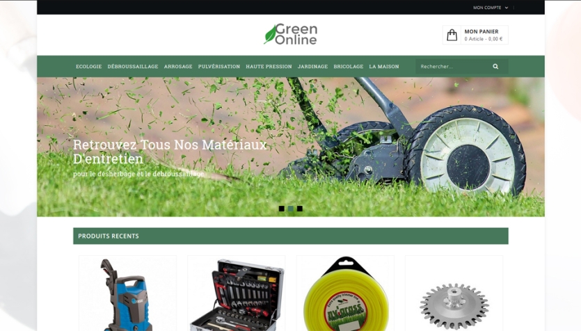 Création site E-commerce Prestashop - Green On Line