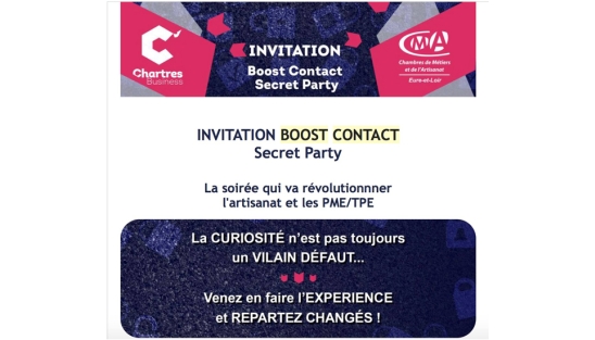 Gestion inscription et accueil soirée Boost Contact de C'Chartres Business