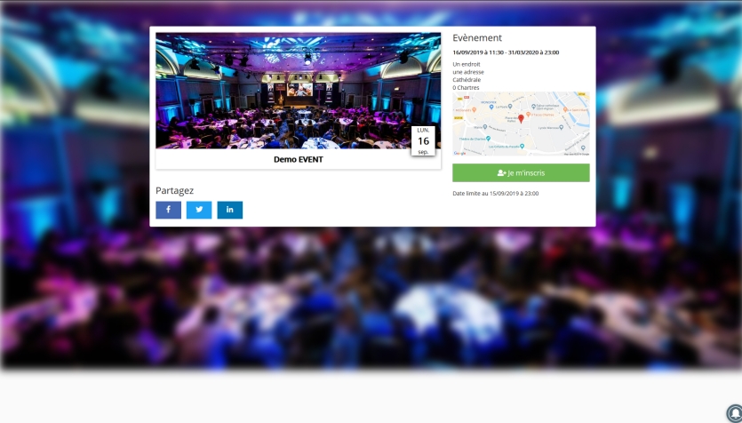 Outil inscription en ligne Afterbusiness de C' Chartres Business