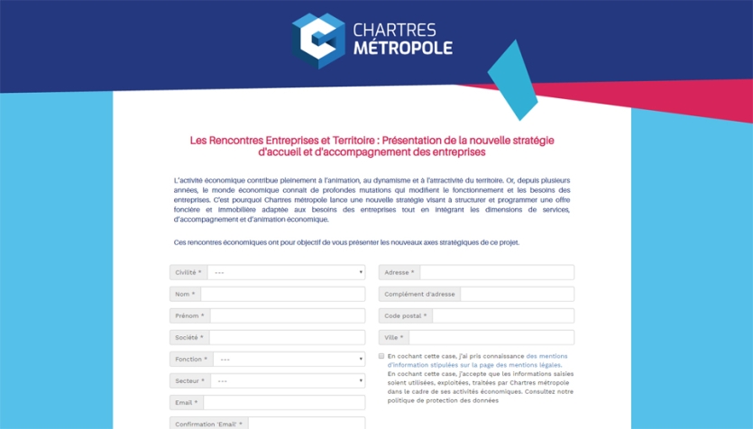 Outil d'inscription en ligne de la soirée Chartres Métropole