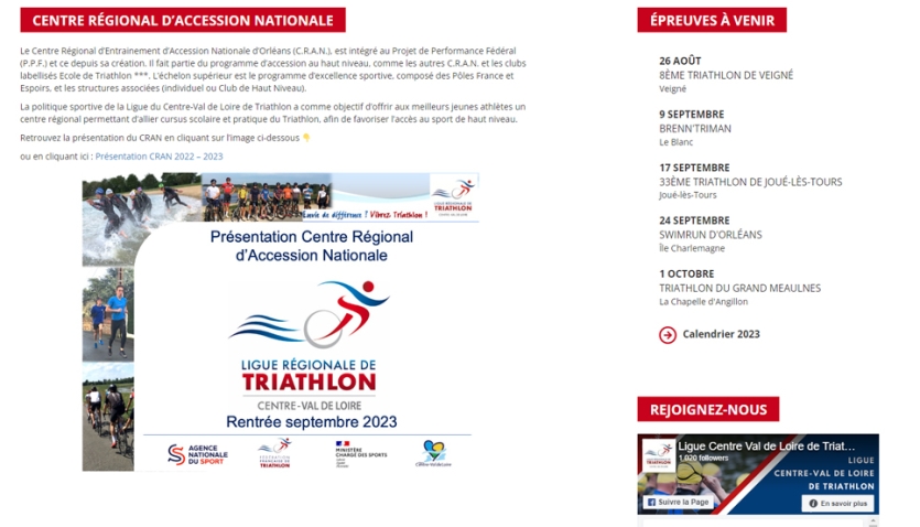 Refonte du site internet de la Ligue de Triathlon Centre Val de Loire
