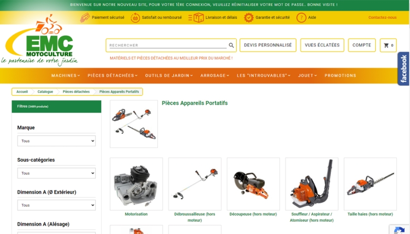Refonte du site E-commerce EMC Motoculture - Lèves (28)