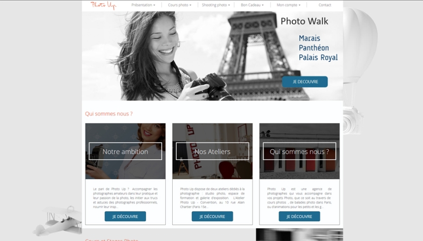 Refonte du site Photo Up, stages photos à Paris